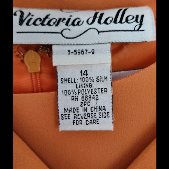 Silk dress and jacket set orange lined size 14 Victoria Holley - Picture 3 of 7